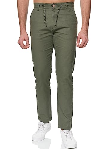 Indicode Herren Venedig Stoffhose aus Leinen & Baumwolle | Leinenhose Freizeithose Männer Army L von Indicode