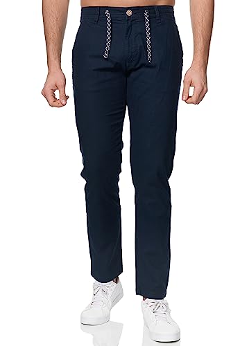 Indicode Herren Venedig Stoffhose aus Leinen & Baumwolle | Leinenhose Freizeithose Männer Navy M von Indicode