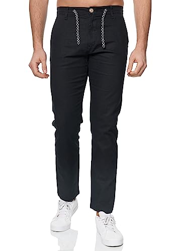 Indicode Herren Venedig Stoffhose aus Leinen & Baumwolle | Leinenhose Freizeithose Männer Schwarz M von Indicode