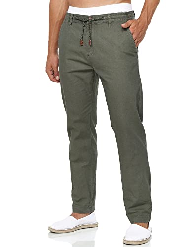 Indicode Herren Veneto Stoffhose aus Leinen & Baumwolle | Leinenhose Freizeithose Männer Army, M von Indicode