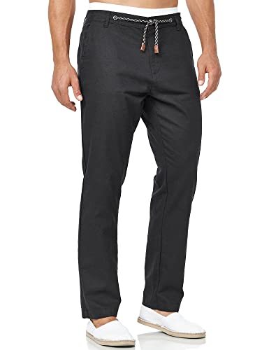 Indicode Herren Veneto Stoffhose aus Leinen & Baumwolle | Leinenhose Freizeithose Männer Black S von Indicode