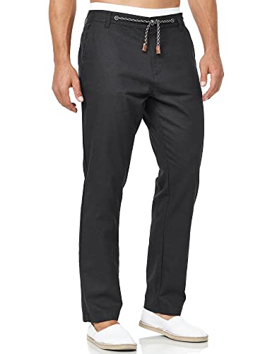Indicode Herren Veneto Stoffhose aus Leinen & Baumwolle | Leinenhose Freizeithose Männer Black, XL von Indicode