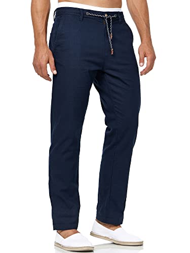 Indicode Herren Veneto Stoffhose aus Leinen & Baumwolle | Leinenhose Freizeithose Männer Navy L von Indicode