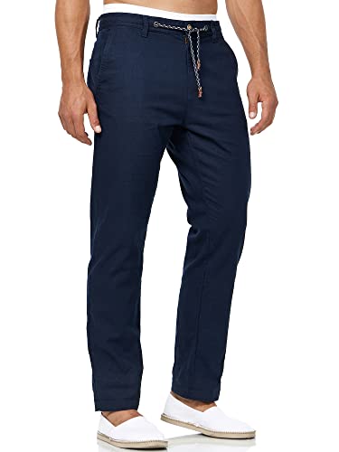 Indicode Herren Veneto Stoffhose aus Leinen & Baumwolle | Leinenhose Freizeithose Männer Navy, L von Indicode