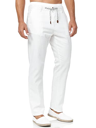 Indicode Herren Veneto Stoffhose aus Leinen & Baumwolle | Leinenhose Freizeithose Männer Offwhite, 3XL von Indicode