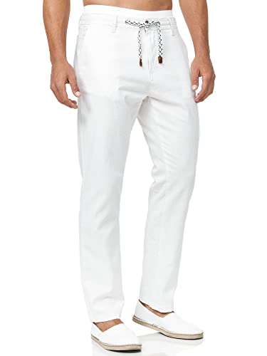 Indicode Herren Veneto Stoffhose aus Leinen & Baumwolle | Leinenhose Freizeithose Männer Offwhite S von Indicode