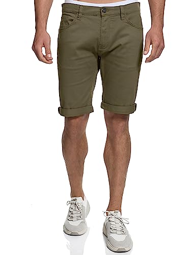 Indicode Herren Villeurbanne Jeans Shorts mit 5 Taschen | Herrenshorts Used Look für Männer Army, M von Indicode