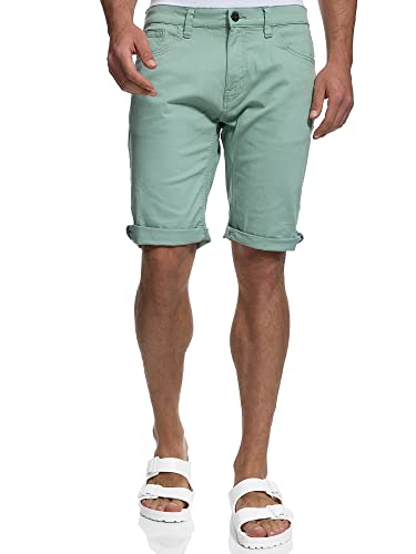 Indicode Herren Villeurbanne Jeans Shorts mit 5 Taschen | Herrenshorts Used Look Shorts Granite Green 3XL von Indicode