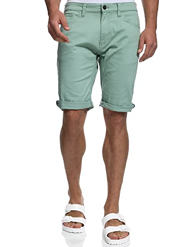 Indicode Herren Villeurbanne Jeans Shorts mit 5 Taschen | Herrenshorts Used Look Shorts Granite Green M von Indicode