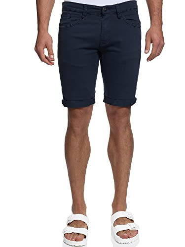 Indicode Herren Villeurbanne Jeans Shorts mit 5 Taschen | Herrenshorts Used Look für Männer Navy, L von Indicode