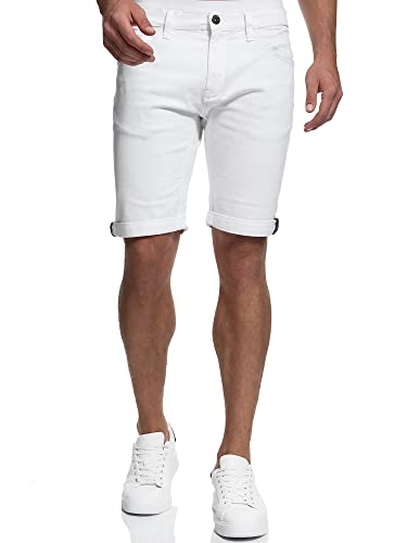 Indicode Herren Villeurbanne Jeans Shorts mit 5 Taschen | Herrenshorts Used Look Shorts Offwhite M von Indicode