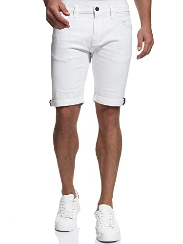 Indicode Herren Villeurbanne Jeans Shorts mit 5 Taschen | Herrenshorts Used Look für Männer Offwhite XXL von Indicode
