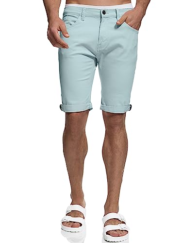 Indicode Herren Villeurbanne Jeans Shorts mit 5 Taschen | Herrenshorts Used Look für Männer Celestial Blue, M von Indicode