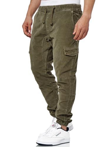 Indicode Herren Walker Cargohose (Cord-Stretch) | Cargo Hose Cordhose Kord Baumwollhose Army XXL von Indicode