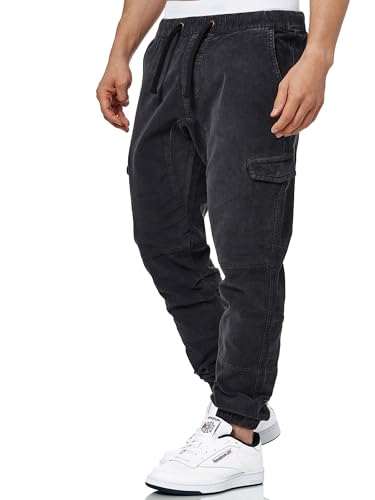 Indicode Herren Walker Cargohose (Cord-Stretch) | Cargo Hose Cordhose Kord Baumwollhose Black, XL von Indicode