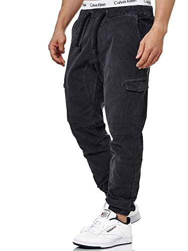 Indicode Herren Walker Cargohose (Cord-Stretch) | Cargo Hose Cordhose Kord Baumwollhose Black, S von Indicode