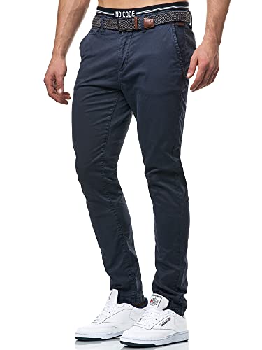 Indicode Herren Waller Chinohose Stretchhose | Chino Herrenhose Stretch Stoffhose Navy 28/32 von Indicode