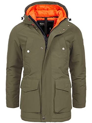Indicode Herren Waters Herrenmantel mit verdeckter Knopfleiste | Wintermantel für Männer Army, L von Indicode