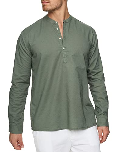 Indicode Herren Waylon Hemd mit V-Ausschnitt aus Leinen-Baumwolle Mischung | Herrenhemd für Männer Agave Green S Indicode Herren Waylon Hemd mit V-Ausschnitt aus Leinen-Baumwolle Mischung | Herrenhemd für Männer Agave Green S von Indicode
