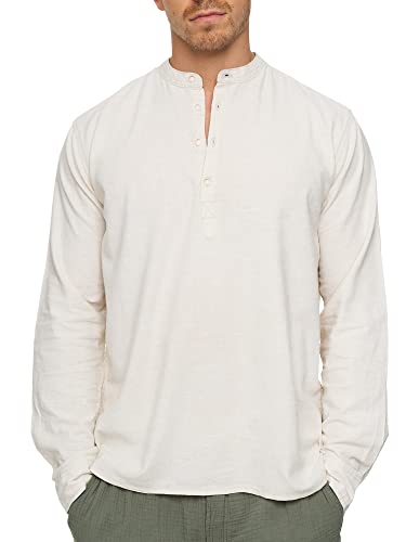 Indicode Herren Waylon Hemd mit V-Ausschnitt aus Leinen-Baumwolle Mischung | Herrenhemd für Männer Raw Linen L Indicode Herren Waylon Hemd mit V-Ausschnitt aus Leinen-Baumwolle Mischung | Herrenhemd für Männer Raw Linen L von Indicode