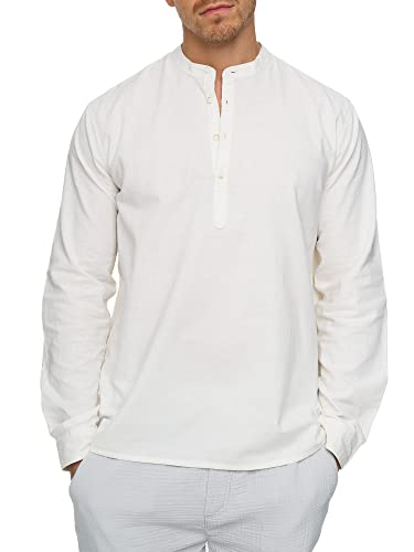 Indicode Herren Waylon Hemd mit V-Ausschnitt aus Leinen-Baumwolle Mischung | Herrenhemd für Männer Vanilla Ice XXL Indicode Herren Waylon Hemd mit V-Ausschnitt aus Leinen-Baumwolle Mischung | Herrenhemd für Männer Vanilla Ice XXL von Indicode