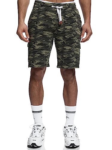 Indicode Herren White Rock Sweatshorts mit 5 Taschen aus 100% Baumwolle | Cargoshorts für Männer Army, XXL von Indicode