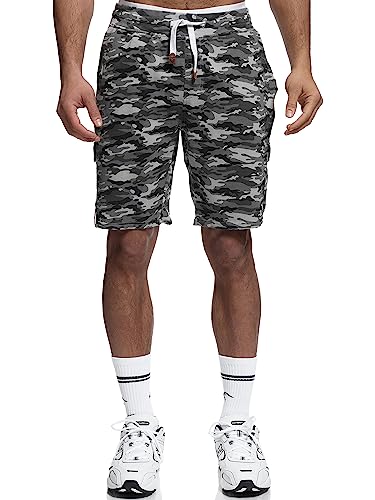 Indicode Herren White Rock Sweatshorts mit 5 Taschen aus 100% Baumwolle | Cargoshorts für Männer Charcoal Mix, XL von Indicode