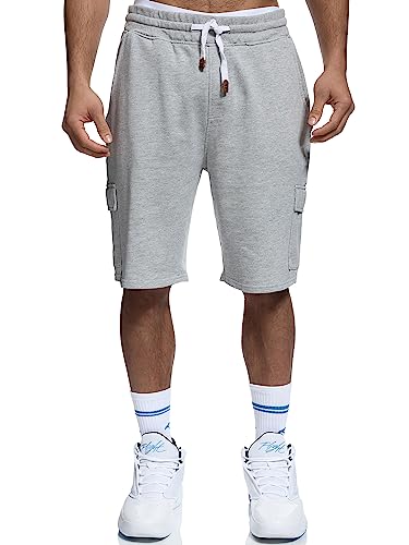 Indicode Herren White Rock Sweatshorts mit 5 Taschen aus 100% Baumwolle | Cargoshorts für Männer Lt Grey Mix, XL von Indicode