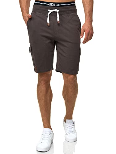 Indicode Herren White Rock Sweatshorts mit 5 Taschen aus 100% Baumwolle | Cargoshorts für Männer Raven, S von Indicode