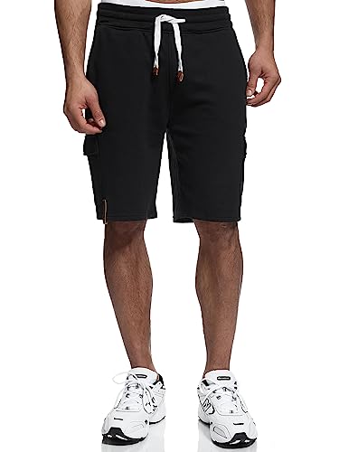 Indicode Herren White Rock Sweatshorts mit 5 Taschen aus 100% Baumwolle | Cargoshorts für Männer Black, L von Indicode