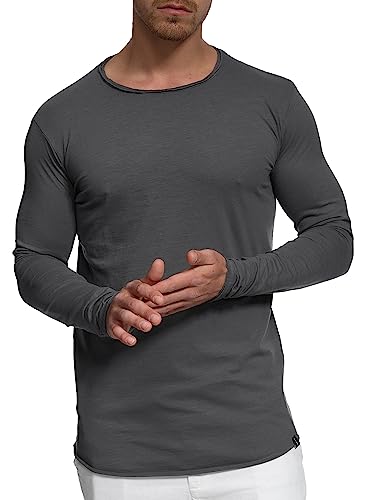 Indicode Herren Willbur Longsleeve Langarmshirt aus 100% Baumwolle | Grandad-Shirt für Männer Iron, L von Indicode
