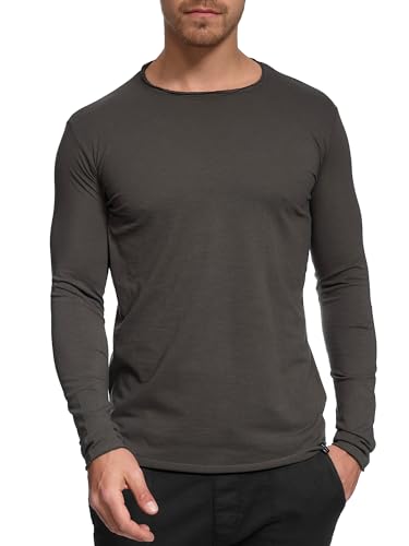 Indicode Herren Willbur Longsleeve Langarmshirt aus 100% Baumwolle | Grandad-Shirt für Männer Raven, XL von Indicode