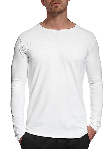 Indicode Herren Willbur Longsleeve Langarmshirt aus 100% Baumwolle | Grandad-Shirt für Männer Optical White, S von Indicode