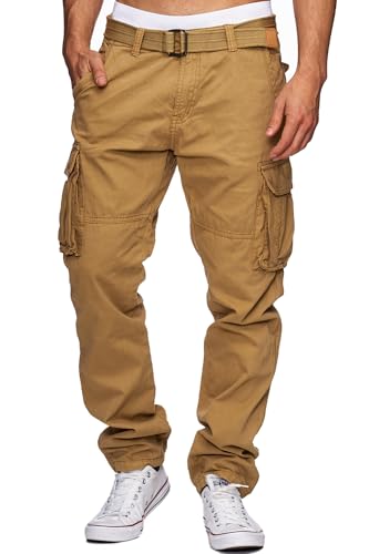 Indicode Herren William Cargohose aus Baumwolle m. 7 Taschen inkl. Gürtel | Outdoorhose Amber, 3XL von Indicode