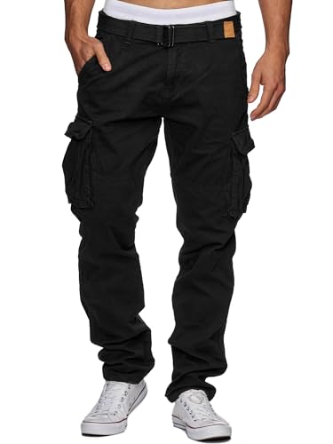 Indicode Herren William Cargohose inkl. Gürtel 15958, Schwarz, 3XL von Indicode