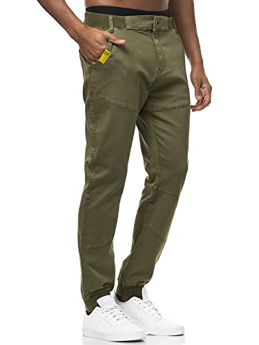 Indicode Herren Zannes Stoffhose mit 5 Taschen | Stretch Hose Herrenhose für Männer Army, M von Indicode