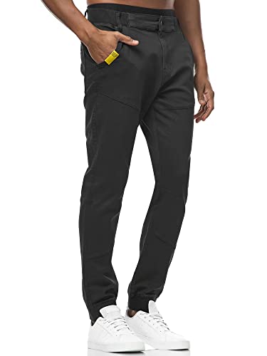 Indicode Herren Zannes Stoffhose mit 5 Taschen | Stretch Hose Herrenhose für Männer Black, L von Indicode