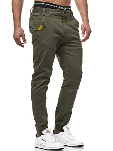 Indicode Herren Zannes Stoffhose mit 5 Taschen | Stretch Hose Herrenhose für Männer Dark Olive L von Indicode