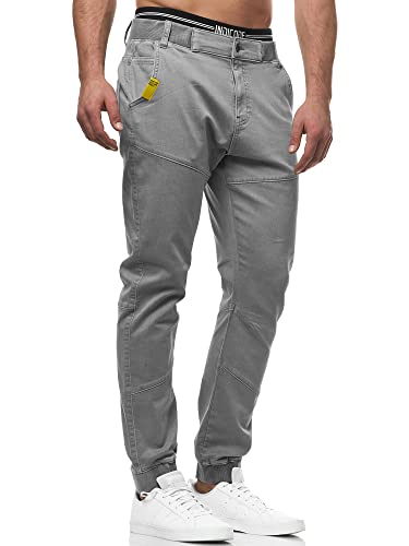 Indicode Herren Zannes Stoffhose mit 5 Taschen | Stretch Hose Herrenhose für Männer Lt Grey S von Indicode