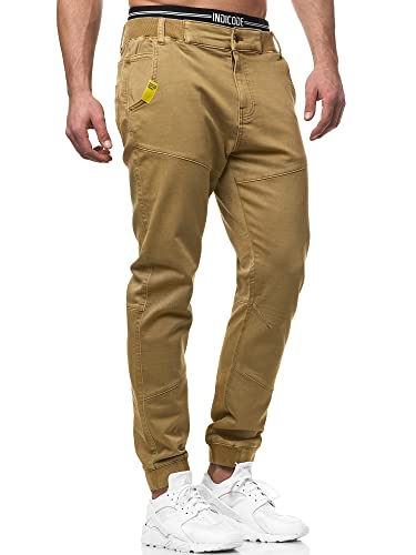 Indicode Herren Zannes Stoffhose mit 5 Taschen | Stretch Hose Herrenhose für Männer Amber, M von Indicode