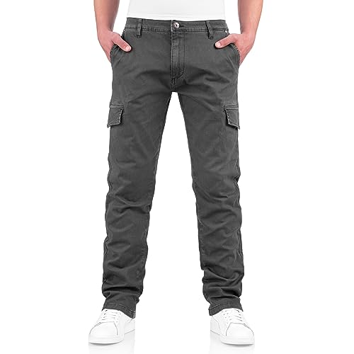 Indicode Herrenhose “Mapp“ aus 98% Baumwolle & 2% Elasthan – Cargohose Herren Hoher 2 modischen Farben erhältlich (33/34, Dk Grey) von Indicode