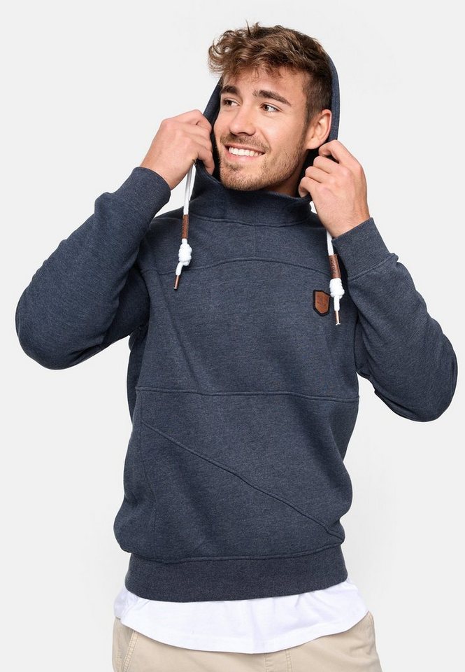 Indicode Hoodie Herren Meza Sweatshirt Kapuze Herrenhoodie mit asymmetrischen Ziernähten von Indicode