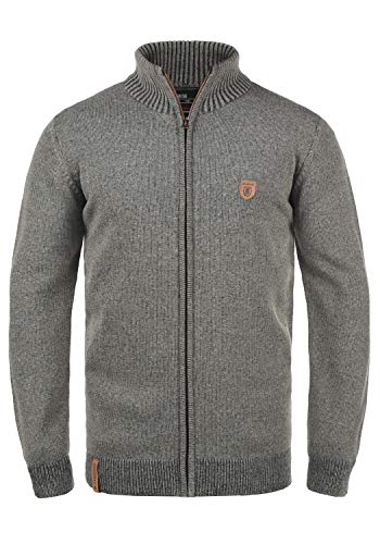 Indicode IDAndy Herren Strickjacke Cardigan Grobstrick Pullover mit Stehkragen Reißverschluss Baumwollmischung Regular fit, Größe:2XL, Farbe:Grey Mix (914) von Indicode