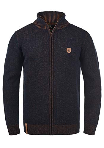 Indicode IDAndy Herren Strickjacke Cardigan Grobstrick Pullover mit Stehkragen Reißverschluss Baumwollmischung Regular fit, Größe:2XL, Farbe:Navy (400) von Indicode