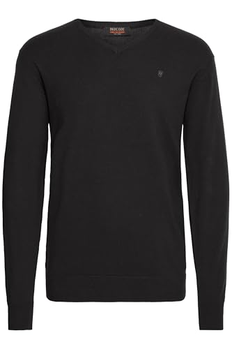 Indicode IDBellix Herren Strickpullover Feinstrick Pullover mit V-Ausschnitt Baumwollmischung Regular fit, Größe:3XL, Farbe:Black (999) von Indicode