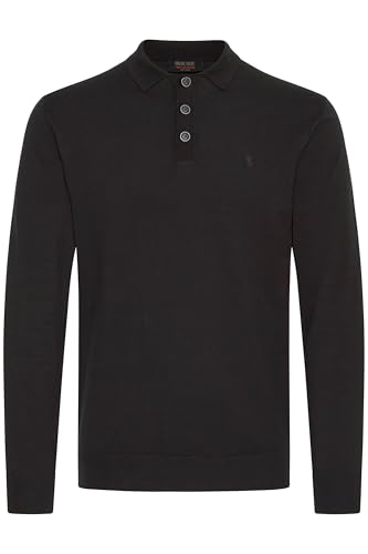 Indicode IDBellox Herren Strickpullover Feinstrick Pullover mit Polokragen Baumwollmischung Regular fit, Größe:3XL, Farbe:Black (999) von Indicode