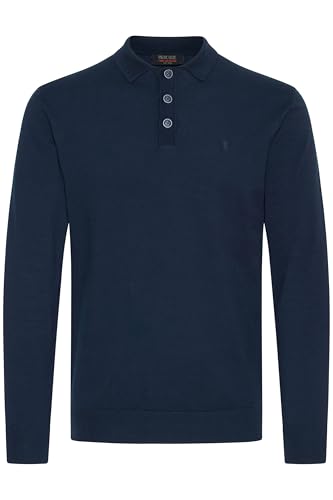 Indicode IDBellox Herren Strickpullover Feinstrick Pullover mit Polokragen Baumwollmischung Regular fit, Größe:L, Farbe:Navy (400) von Indicode