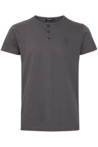 Indicode IDColbing Herren T-Shirt Kurzarm Shirt Basic Grandad Baumwoll-Leinen-Qualität Unifarben Regular Fit, Größe:S, Farbe:Grey Mix (914) von Indicode
