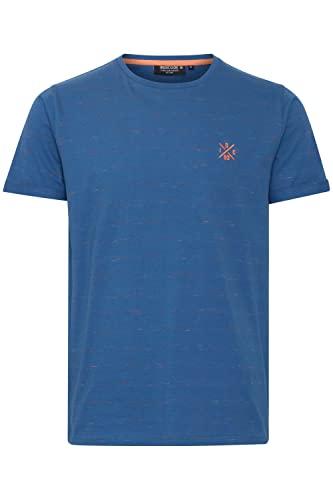 Indicode IDGabrix Herren T-Shirt Kurzarm Shirt Strukturierter Stoff mit Brust-Stickerei Regular Fit Hochwertige Baumwoll-Qualität, Größe:L, Farbe:Dark Blue (855) von Indicode