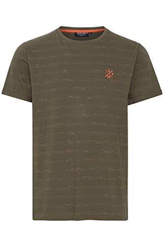 Indicode IDGabrix Herren T-Shirt Kurzarm Shirt Strukturierter Stoff mit Brust-Stickerei Regular Fit Hochwertige Baumwoll-Qualität, Größe:L, Farbe:Army (600) von Indicode